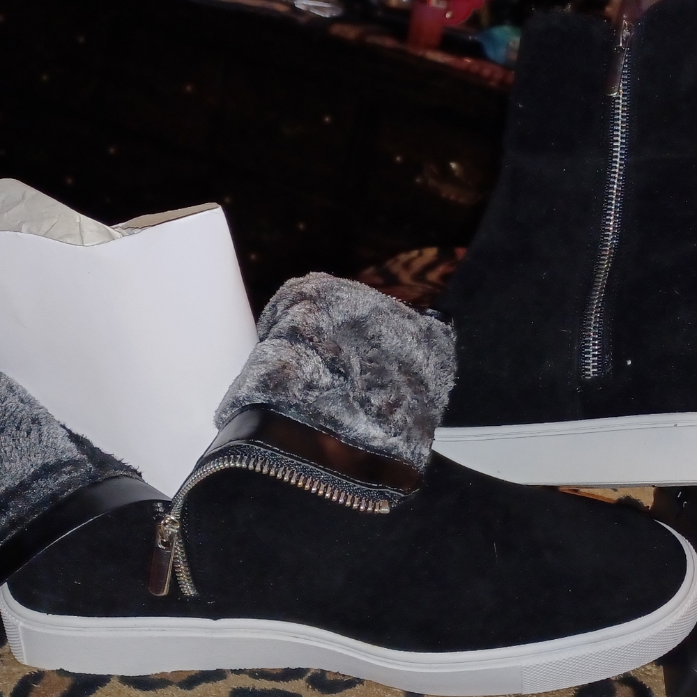 Jenny Faux Fur Hidden Wedge Sneaker
